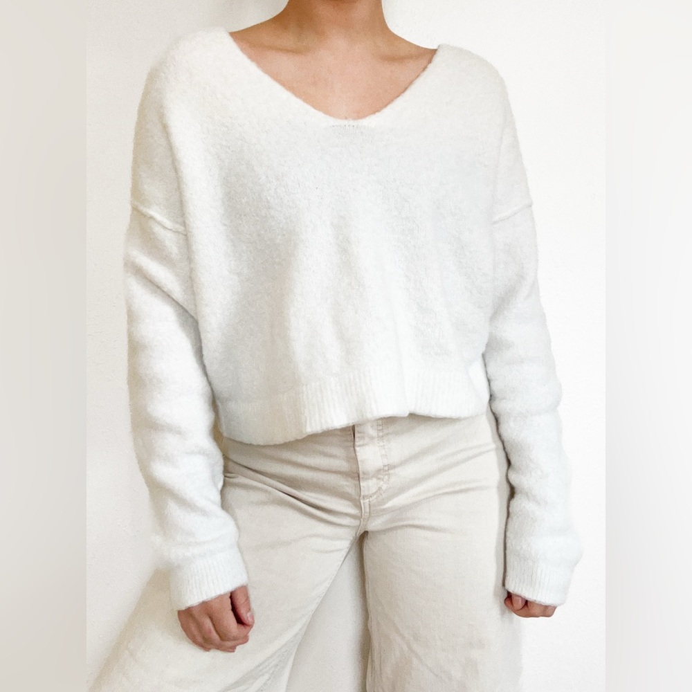 Free People ‘Princess’ Fuzzy Cozy Pullover White Sweater
